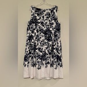 Talbots Blue/White Floral Sleeveless A-Line dress Size 14W